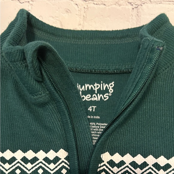 Boys Green Dinosaur Christmas Quarter Zip Knitting Sweater (VGUC - Size 4) - Picture 4 of 5